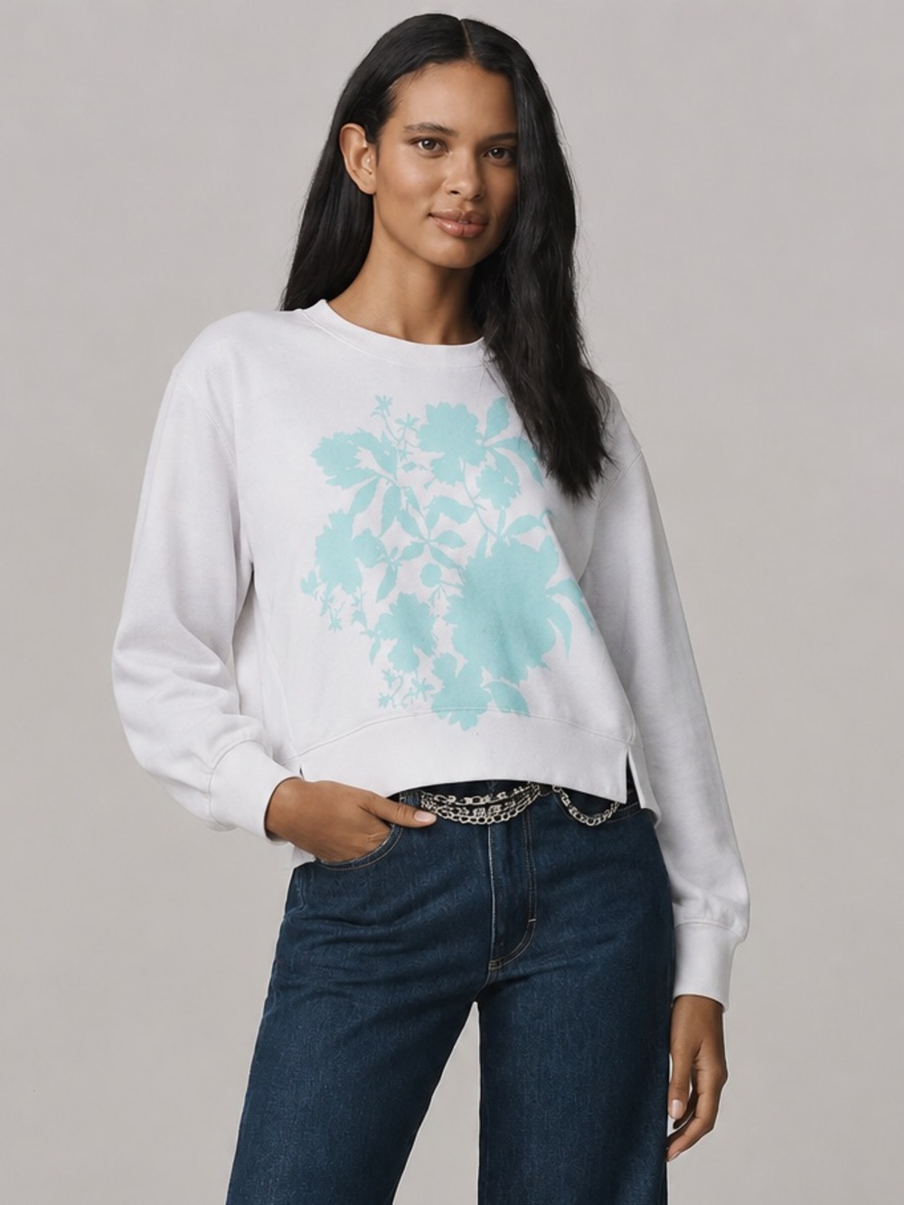 Anthropologie Pure + Good Serein Crewneck Graphic Print Sweatshirt XXSP 672